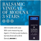 La Secchia Balsamic Vinegar of Modena PGI "Three Stars", Aged in 12 Cherry-Mulberry Barrels, Medium Density, 250 ml Bottle with Cork Pourer