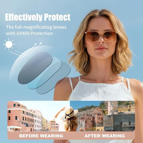 FEISEDY 2 Pack Stylish Reader Sunglasses for Women Fashion Lightweight UV400 Protection Full Lens Reading Glasses B0321