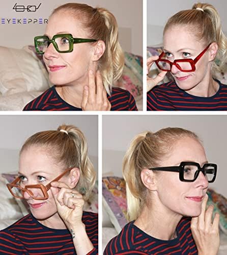Eyekepper 5 Pack Square Reading Glasses for Women Stylish Readers Include 2 Pairs Green +1.50