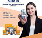 CUROfit Quick Home Blood Total Cholesterol and Triglycerides Test Kit - CURO L5 Digital Meter - Easy Use, Accurate Results, Comprehensive Health Tracking, Portable Design, and All-Inclusive Kit