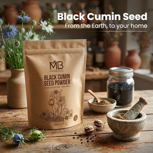 MB Herbals Black Cumin Seed Powder 227 Gram (8 oz) | Nigella sativa | Kalonji Seeds Powder | Black Seed | Non GMO | No Preservatives