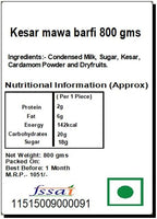 Ghasitaram Gifts Rakhi Gifts for Brothers Rakhi Sweets - Kesar mawa barfi 800gms with Beads Rakhi