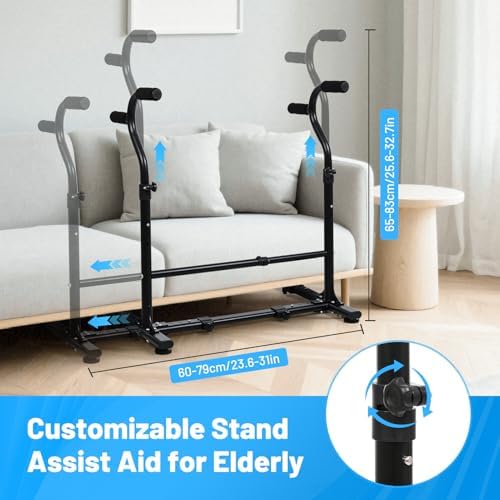 Couch Chair Stand Assist Aid with Double Handrails, Height Width Adjustable Sofa Lift Assist Devices for Seniors Disabled Patients to Sit and Stand, Heavy Duty Toilet Safety Rails (450 LB) Black