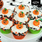 Global Sugar Art Halloween Spooky Pumpkins Edible Royal Icing Decorations 24 Count for Cakes, Cupcake Toppers, Cookies and Chocolates by Global Sugar Art