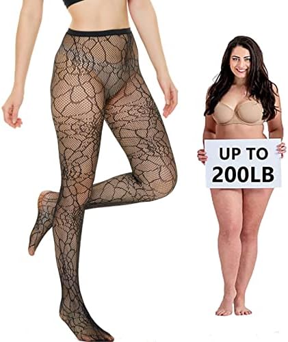 WEANMIX Fishnet Stockings Lace Patterned Tights High Waist Pantyhose Fishnets for Women
