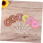 12pcs Donut Cake Picks Dessert Cards Cake Toppers for Birthday Party Inserts Party Supplies