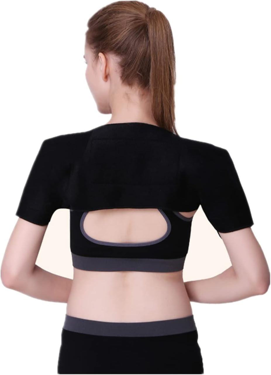 Heated Shoulder Support Braces Thermal Shoulder Protection Shoulder Pads Double Shoulder Warp Sleeves Protector for Men Women Injury Recovery Compression Arthritis Chronic Pain Relief Black Unisex XL