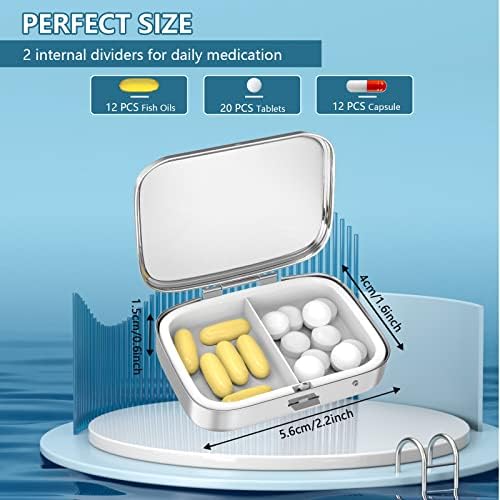 Pill Box 2 Compartment Small Pill Case,Portable for Pocket or Purse Pill Organizer Pill Container Holder to Hold Vitamins, Medication, Fish Oil and Supplements(Starry Night)