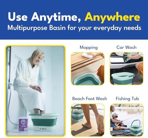 Foot Soaking Tub for Soaking Feet, Collapsible Foot Tub, Foot Bath Soak Tub with Massage Nodes, Large Pedicure Foot Spa Bucket, Portable Foot Soaker Container for Foot Care Routine at Home