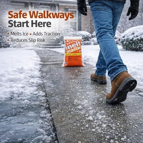 Bulk Ice Melt- Sodium Chloride Rock Salt Pallet of Ice Melt- 50 lb Bag- Melts to 5°F - Commercial Grade Ice & Snow Melt in Bulk [Pallet of 49 Bags] 50 lbs Each! Easy to Apply~