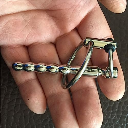 BDSM Metal Stainless Steel Urethral Dilator with Penis Ring Pull Beads Urethral Sounds Penis Plug Sex Toys