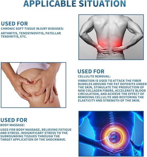 Shockwave Therapy Machine Extracorporeal Shock Wave Therapy Device 7in1 Focused Shockwave Therapy Machine Pain Relief at Home for Body Feet Knees, Silver