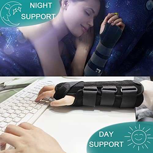 Unisex Forearm and Wrist Support Splint Brace Double Fixation Wrist Brace for Carpal Tunnel, Adjustable Night Time Forearm Immobilizer Brace Splints,10.6 inch (27cm) length(RH/M)