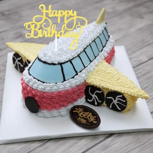 48Pcs Happy Birthday Cake Toppers 5.5inch Glitter Happy Birthday Cake Toppers Picks Dessert Topper for Birthday Party Decorations Party Anniversary Celebration Baby Shower Supplies (48, Gold)