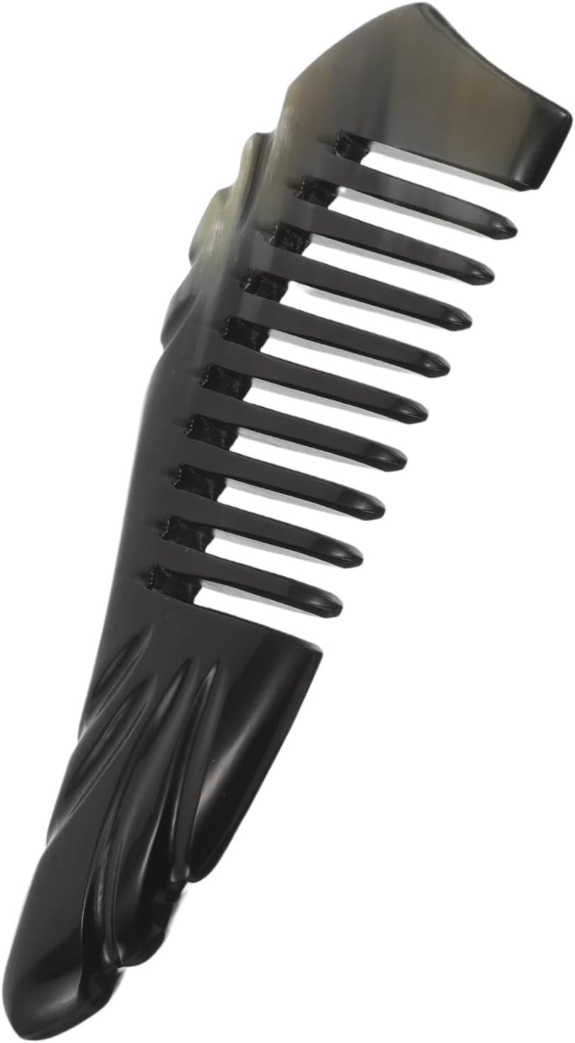 CLISPEED Natural Yak Horn Wide Tooth Comb 13-14cm for Women, Professional Scalp Massaging Detangler for Curly Hair Styling and Hair Care