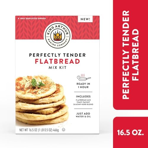 King Arthur Baking Company Perfectly Tender Flatbread Mix Kit 16.5 oz., Baking Mix - Ready in 1 hour (Pack of 2)