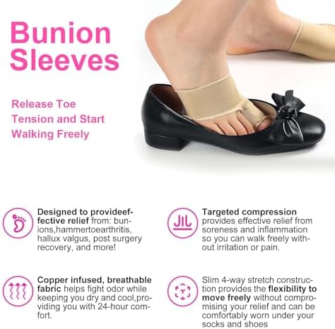 Hallux Valgus Protector Sleeves Kit Bunion Corrector Sleeve Gel Pad Bunion Pain Relief Orthopedic Socks Big Toe Spacer Separators Brace Straighteners for Men Women Day Night Support