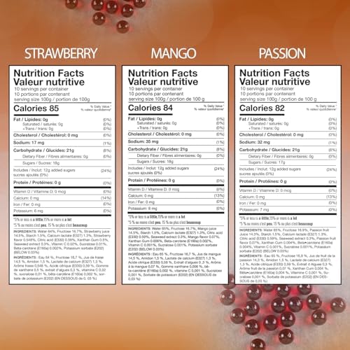 BREXONIC Popping Boba Pearls Bursting Tea Balls Drink & Dessert Topping Strawberry Mango Blueberry Passion Fruit Flavored Bubble Tea Tapioca Pearls (Strawberry, Mango, Passion Fruit, 2 LB 3 Pack)