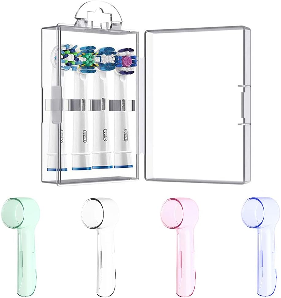 Electric Toothbrush Head Storage Case + 4 PCS Toothbrush Head Covers for Oral B