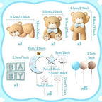 JeVenis Blue Bear Cake Decoration Baby Bear Baby Shower Cake Topper Bears Cake Decoration Baby Shower Birthday Cake Decorations