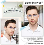 OCCI CHIARI Blue Light Blocking Reading Glasses for Men Titanium Frameless Readers Lightweight
