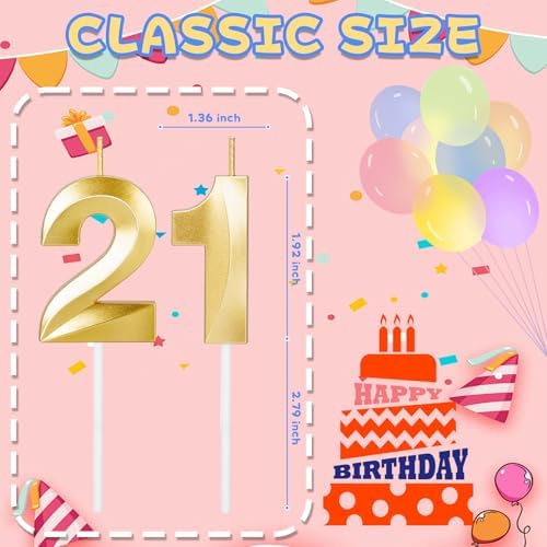 21st Birthday Candles,21st Birthday Decorations Cake Topper for Her Him Men Party Favors
