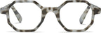 2SeeLife Oversized Hexagon TR-90 Reading Glasses for Men & Women – Medium–Wide Fit, Durable, Spring Hinges, Premium Readers, Gray Tortoise, +1.00