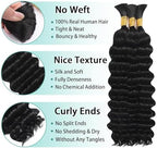 Human Braiding Hair for Boho Braids Human 110g 20 Inch Curly Boho Hair for Braiding Knotless 12A Deep Wave Bulk Bohemian 3 Bundles/Pack Natural Color