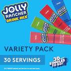 Jolly Rancher Singles To Go Variety Pack, Powdered Drink Mix, Zero Sugar, Low Calorie, Includes 4 Flavors: Green Apple, Blue Raspberry, Cherry, Watermelon, 1 Box (30 Single Servings)