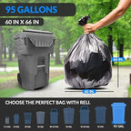 Reli. 95 Gallon Trash Bags Heavy Duty (15 Count) | Black | Twist Ties Included | Extra Tough, Leak-Proof Garbage Bags | Ideal for Large Clean Ups