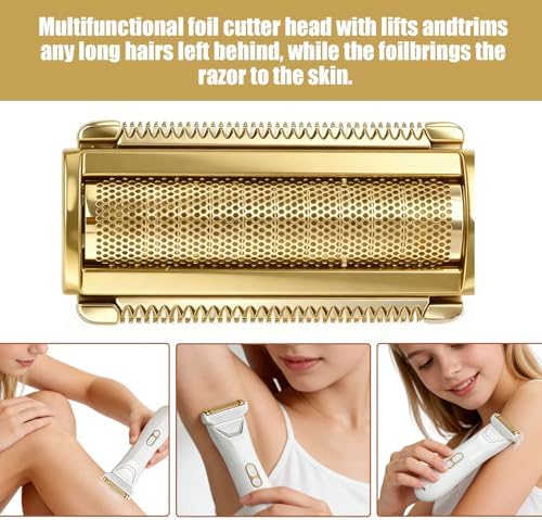 2 Pack Replacement Foil Blade Compatible with MANSCAPED The Lawn Mower 5.0 Ultra Hair Trimmer,Stainless Steel Groin Hair Foil Shaver Head for Close Body Hair Grooming,Gold