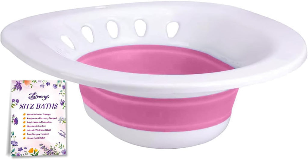 Sitz Bath for Toilet Seat, Foldable Postpartum Care Basin, Sitz Bath Tub for Soothes and Hemorrhoids and Perineum, Yoni Steam Seat - Pink