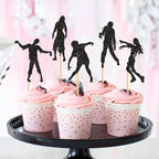 Ercadio 25PCS Halloween Zombie Cupcake Topper Black Glitter Fantasy Horror Theme Decor Picks for Halloween Theme Birthday Party Cake Decorations Supplies