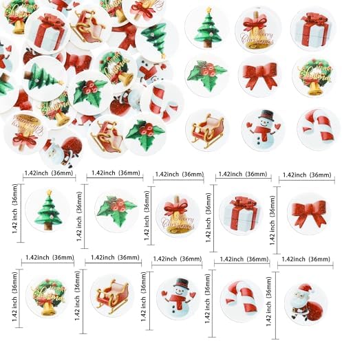 Gyufise 48Pcs Edible Merry Christmas Cupcake Toppers Wafer Paper Round Christmas Cake Topper for Xmas Women Men Birthday Anniversary Party Supplies Multi