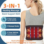 HONGJING Red Light Massage Back Brace with Heat for Lower Back Pain Relief, Cordless Back Support Massager Belt Rechargeable for Pain from Herniated Disc, Scoliosis, Sciatica (L)