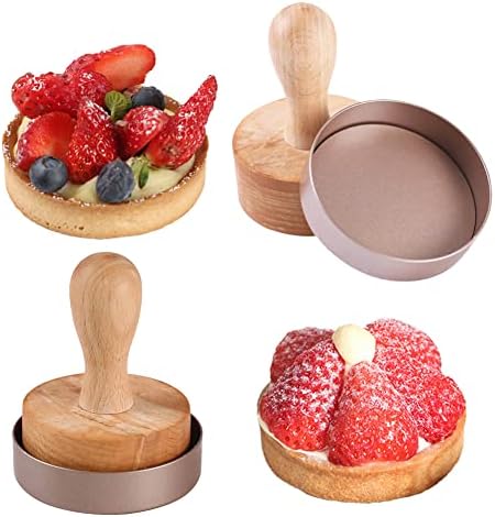 KALAIEN 4 Packs Mini Tart Pans with Removable Bottom 3” Reusable Non-Stick Egg Tart Mold with Tart Tamper for Cheesecake Muffin Pan