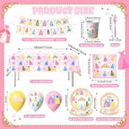 134Pcs Princess Birthday Party Decorations for Princess Party Decorations Supplies, Serves 24 Guests