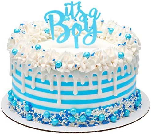 Blue and White Pearly Baby Shower Gender Reveal Edible Cake Cake Cookie Cupcake Ice Cream Donut Decoration Quins Glitter Sprinkles Confetti Jimmie Toppers - 4oz (All Boy)