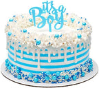 Blue and White Pearly Baby Shower Gender Reveal Edible Cake Cake Cookie Cupcake Ice Cream Donut Decoration Quins Glitter Sprinkles Confetti Jimmie Toppers - 4oz (All Boy)