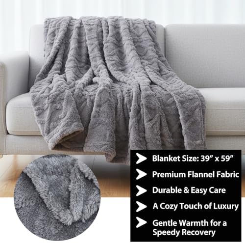 Care Package for Men - Get Well Soon Gifts for Men with Plush Blanket, Ceramic Mug Set, Socks, PU Notebook, Pen, Stress Stone & Greeting Card - Encouragement & Support Gift for Dad, Friend