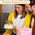 Black Happy Anniversary Cake Topper, Cake Decorations Supplies Company Anniversary Decor for Wedding, Birthday, Company Celebrations