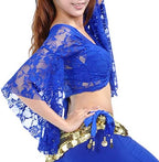 Tribal Belly Dance Lace Butterfly Sleeve Wrap Top, Top for Christmas