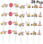 Cabilock Unique Dessert Toppers 28pcs Engineering Vehicle Cake Picks for Party Banquet Decor