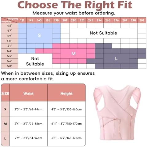 Posture Corrector for Women & Men, Full Back Brace Support with Adjustable Shoulder Straightener, Lower & Upper Back Pain Relief - Scoliosis, Hunchback, Spine Corrector (Pink, Large)