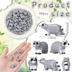 50 Pcs Mini Raccoon Figurine Bulk Resin Miniature Tiny Animals Figures Small Little Cute Raccoon Home Decor for Cabin Lodge Rustic Cake Toppers Desktop Home Decor(Crawl)