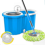Rotating mop Automatic Drying Hand wash Free Wet and Dry Double Drive Plus Thick Mop Bucket, 4 Colors 5 mop Heads(Color:Blue)