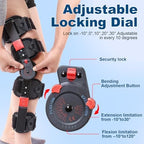 Hinged ROM Knee Brace with Side Stabilizers, Adjustable Post Op Knee Support Orthosis Immobilizer for ACL, PCL and MCL Injury, Medical Knee Orthopedic Support, Leg Stabilizer for Left or Right Leg, Men and Women (Red)