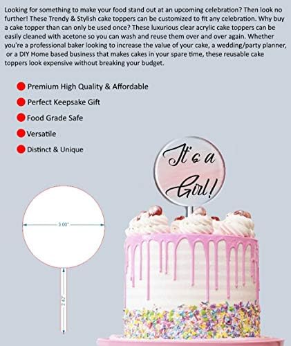 20 Pack Blank Clear Acrylic DIY Cake Topper (3 inch, Circle): Decorations for Celebrations Birthday Party Wedding Anniversary Engagement Graduation