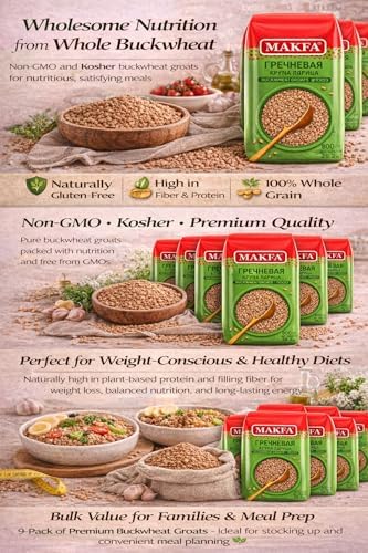 Makfa Buckwheat Groats Premium Quality 800g/28.2oz Kosher Product, Non-Gmo, Grechka (Pack of 9)