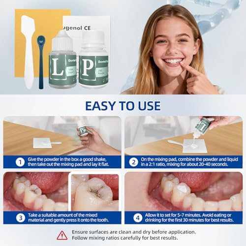 Tooth Repair Kit, Zinc Oxide Eugenol Cement for Cavities Filling, Dental Care Kit for Broken, Chipped or Missing Teeth, Temporary and Permanent Tooth Filling and Crown Fixing at Home